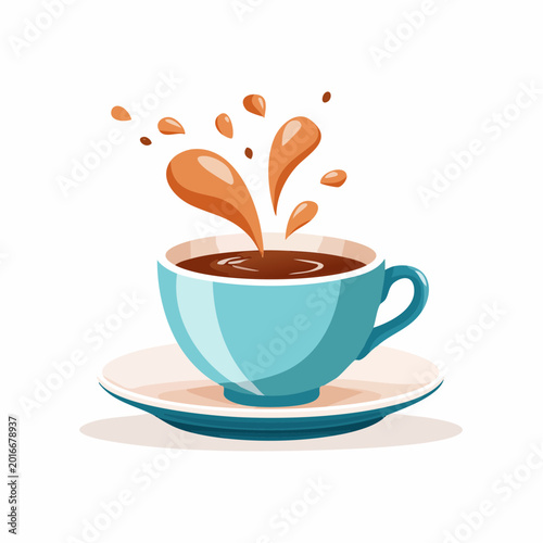 Blue Coffee Cup with Splashing Liquid