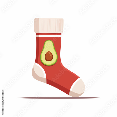 Christmas Sock with Avocado Design