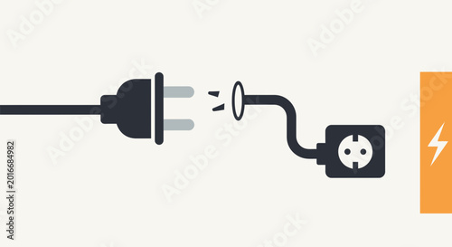 Fotografie Electrical plug and socket disconnected, power connection concept