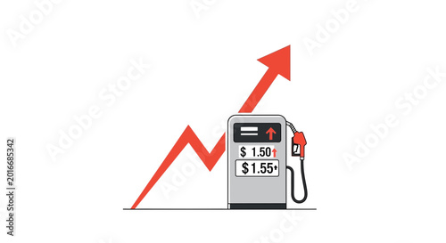 Gasoline Price Increase: Fuel Cost Up, Rising Arrow Graph, Inflation Concept