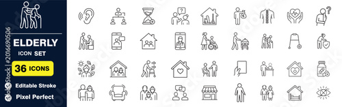 Foto Senior Care  Line Icon Set