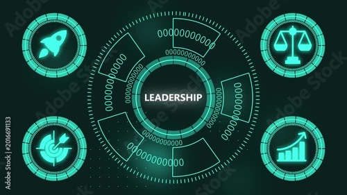 Leadership concept hud interface with business growth and strategy