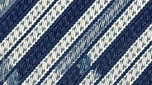 Photos Traditional Indonesian Blue and White Parang Batik Pattern