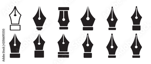 Bild auf Leinwand Fountain pen nib icons set