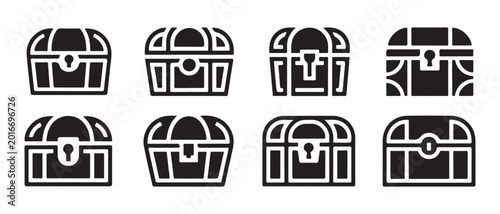 Foto Treasure chest icon set
