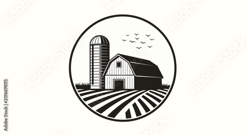 Farm Barn and Silo Structure.