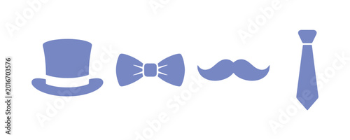 A fun illustration featuring bow ties, a hat, and mustache icons for Father's Day.
