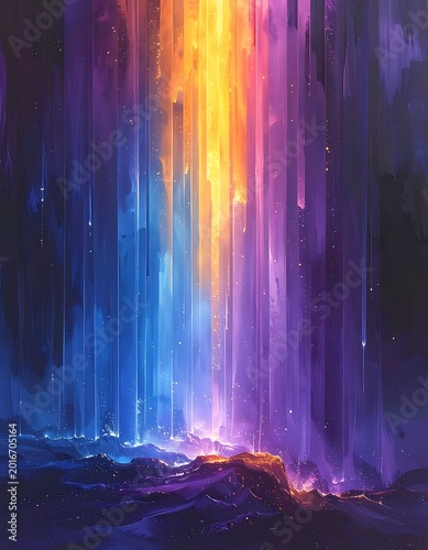 Vibrant colorful light streaks in darkness.