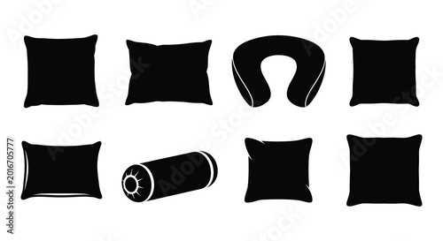 Variety of pillow shapes in black silhouette