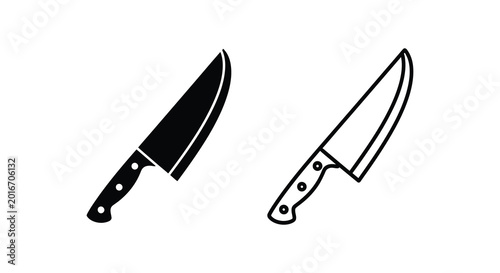 Chef knife and kitchen knife outline silhouette