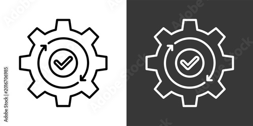 Schilderij op canvas Process Black And White Icon Set Collection Pack Vector Illustration