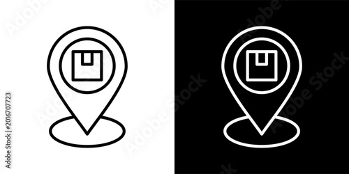 Tableau sur toile Pin Black And White Icon Set Collection Pack Vector Illustration