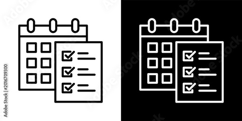 Planning Black And White Icon Set Collection Pack Vector Illustration