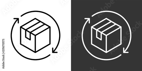 Schilderij op canvas Return Box Black And White Icon Set Collection Pack Vector Illustration