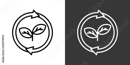Fotografie Sustainability Black And White Icon Set Collection Pack Vector Illustration