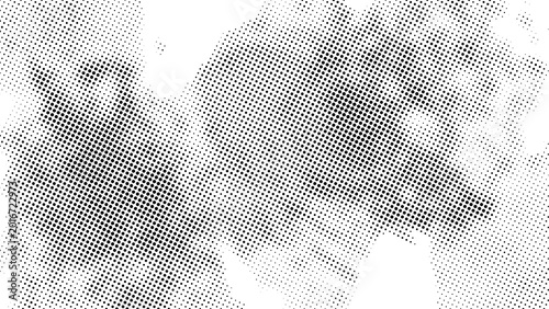 Vászonkép Distressed halftone texture with varied dot density and blotches isolated as PNG