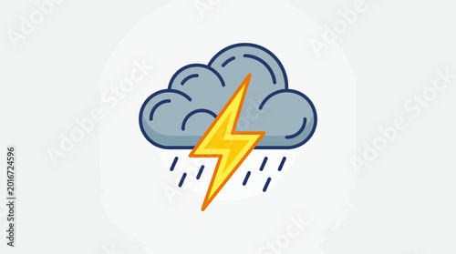 illustration of lightning and black cloud icon