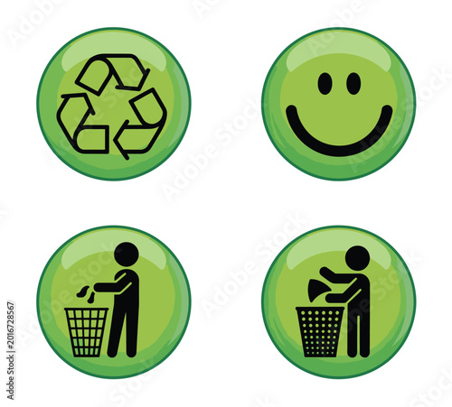 Quadro su tela Green smiley face illustration, cheerful expression symbol with glossy circular styling and modern minimal appearance, suitable for positivity and communication themes