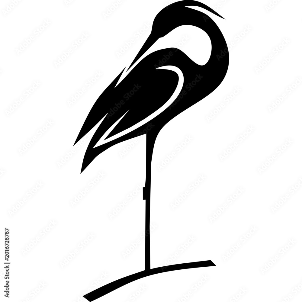 Fototapeta premium Elegant Heron Silhouette Vector Illustration - Minimalist Bird Logo