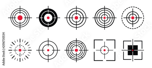 Bild auf Leinwand Set of target aim, shooting and crosshair icons set