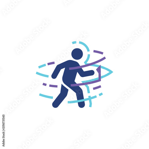 Get unstuck icon, human breaking inertia, momentum concept, personal mastery seminar, focus building session, habit reboot workshop, vector illustration design