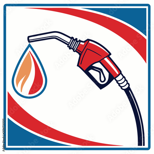 Obraz na plátne Gas pump nozzle with fuel drop in frame.