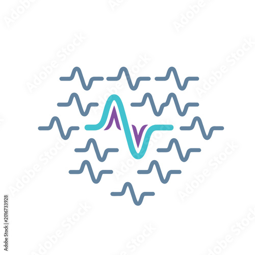Fotografía Signal detection icon, standout waveform among noise, clarity focus concept, ana