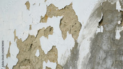 White concrete wall texture for background. Broken cement surface