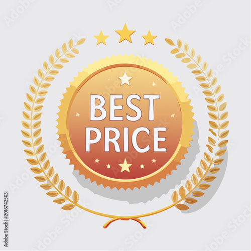 Best Price Badge with Laurel Wreath and Stars