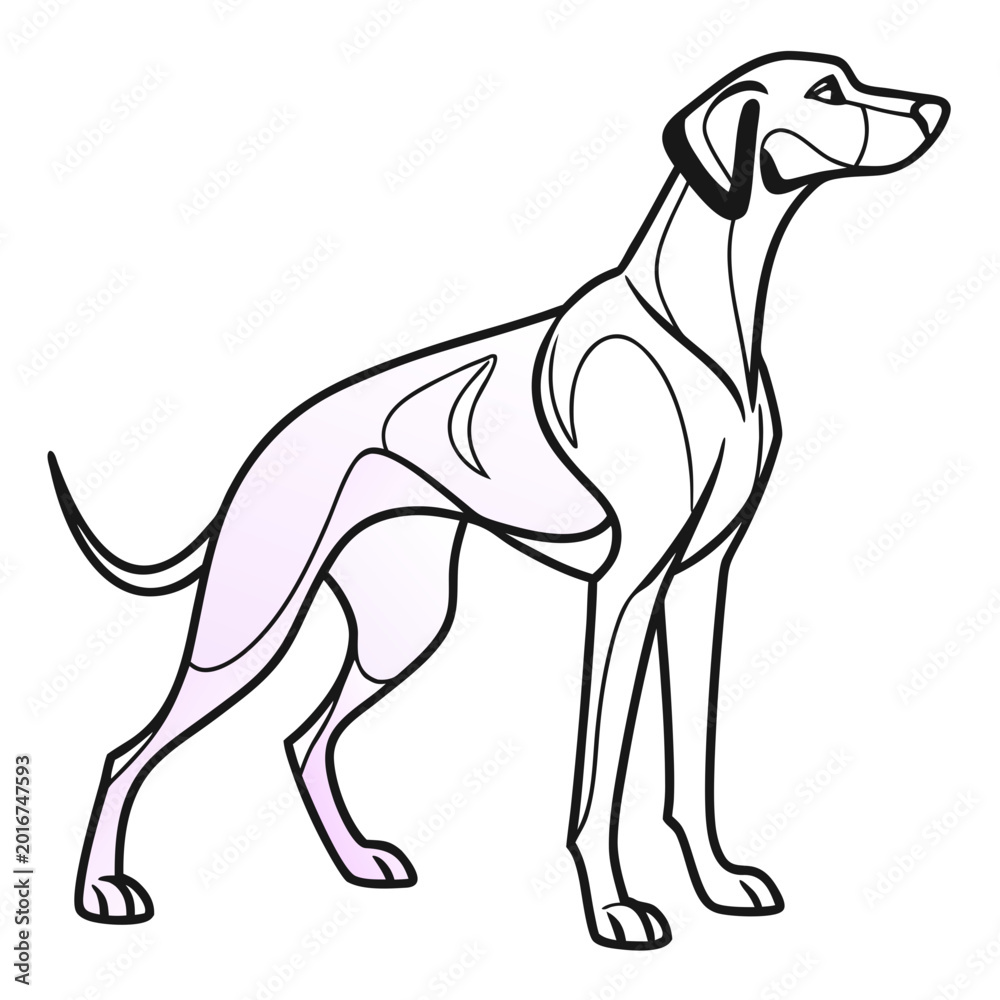 Fototapeta premium Elegant dog line art minimalist drawing vector illustration.