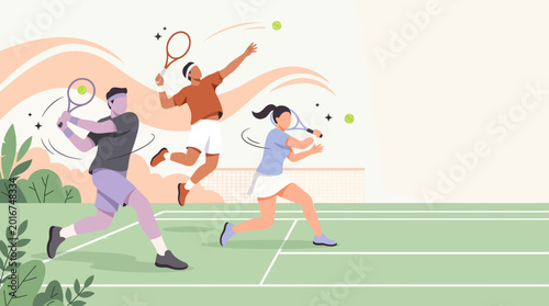 Photos Group of runners sprinting on a green track during a sunny outdoor sports event