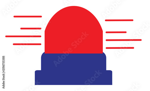 Фотография Emergency red siren flasher icon, police light vector illustration, warning beac