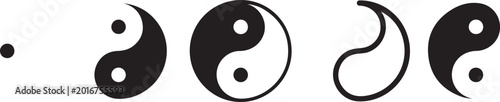 Foto Yin yang symbol icon set with balance harmony duality concept in outline and sol
