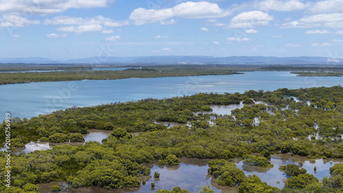 Quadro em tela Aerial View of Mangrove Estuary and River Channels on Stradbroke Island