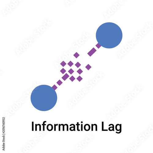 Tableau sur toile Information lag icon, delayed data transfer nodes, communication latency worksho