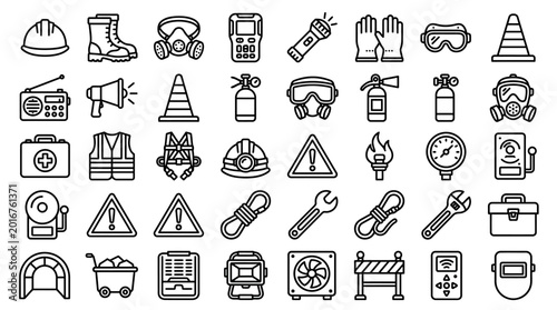 Φωτογραφία Construction tools and safety equipment icons.