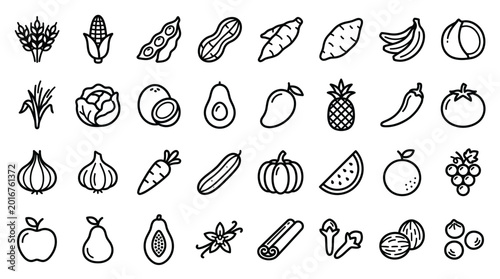 Foto Variety of Fresh Fruit Icons.