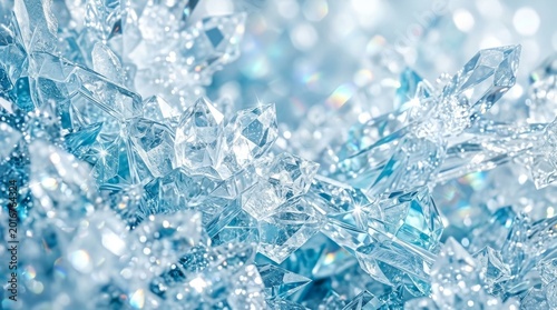 glittering ice crystal texture background with frosty blue and white sparkle for winter holiday design
