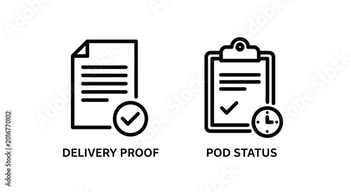 Schilderij op canvas Delivery proof and pod status icons with delivery logistics shipping tracking
