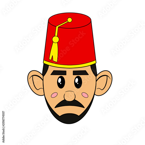 Cuadro en lienzo Moroccan man wearing a fez character clip art