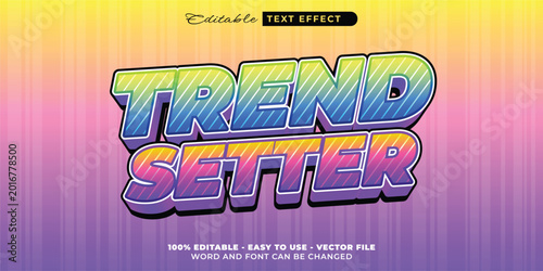 Fotografie Trend Setter vibrant retro-inspired editable text effect with colorful striped b