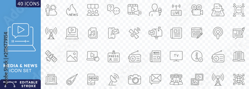 Fotografía Media and news icon set