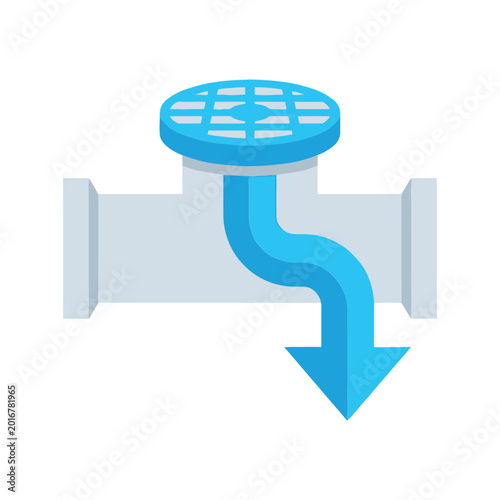 Bild auf Leinwand Stormwater drain icon, inlet grate directing flow into pipe, urban infrastructur