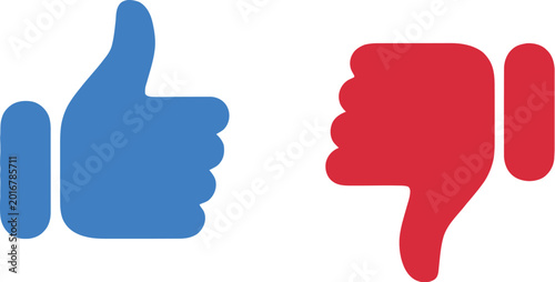 Bright blue thumbs up icon paired with a red thumbs down icon