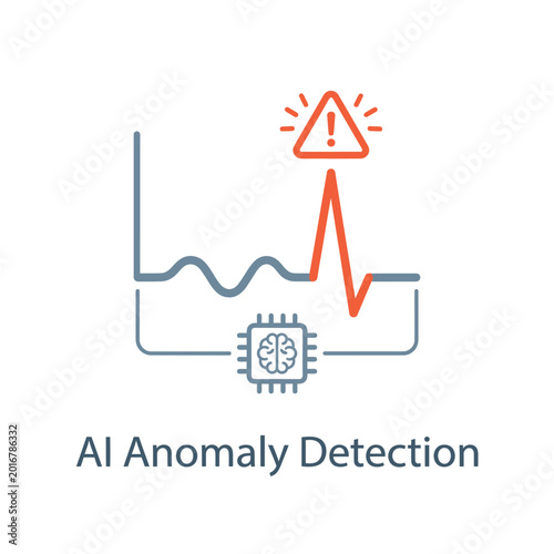 Konstfotografi AI anomaly detection chart, sudden spike alert, predictive analytics, log analys