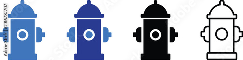 Tableau sur toile Four different colored fire hydrant icons on white background