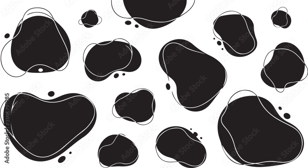 Fototapeta premium Abstract black and white liquid shapes illustration design