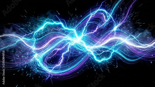 Electric blue and purple lightning energy.
