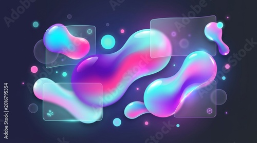 Vibrant Iridescent Liquid Shapes Background.