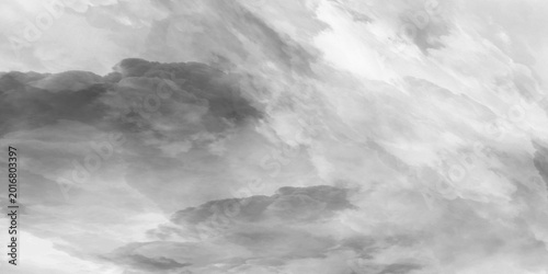 Fotografía Dramatic black and white storm clouds, moody monochrome sky texture, dark atmosp